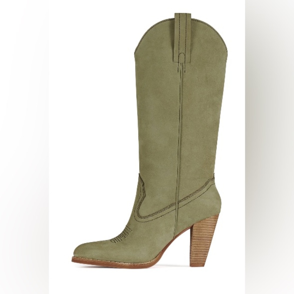 NWB Jeffrey Campbell Bullseye Olive Green Nubuck Suede Western Heeled Boots